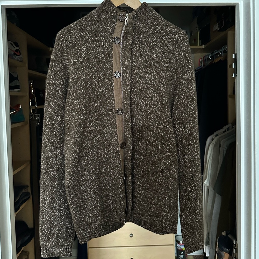 Ermenegildo Zegna Cashmere Brown Zip-Up Sweater Large Retail: $2700